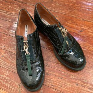 & Other Stories Forest Green Snake Print Oxfords